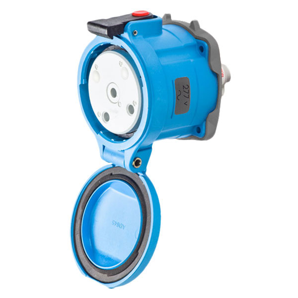 33-64045 - DS60 RECEPTACLE POLY BLUE SIZE 4 TYPE 3R 1P+N+G 60A 277 VAC 60 Hz NO AUX
